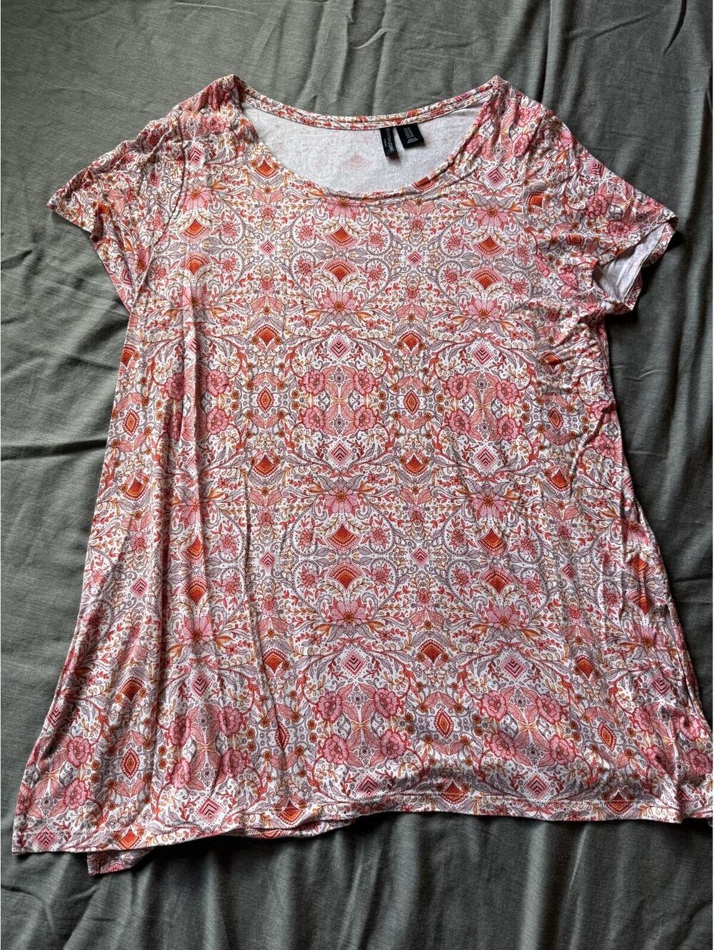 Cynthia Rowley Women's Plus 1X Orange & Red T Shirt Summer Fall